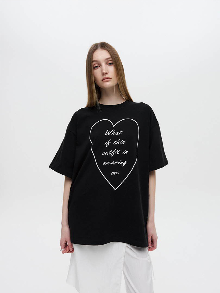 オーバーサイズハートTシャツ（ブラック） | DNSR | HANA(ハナ) #1