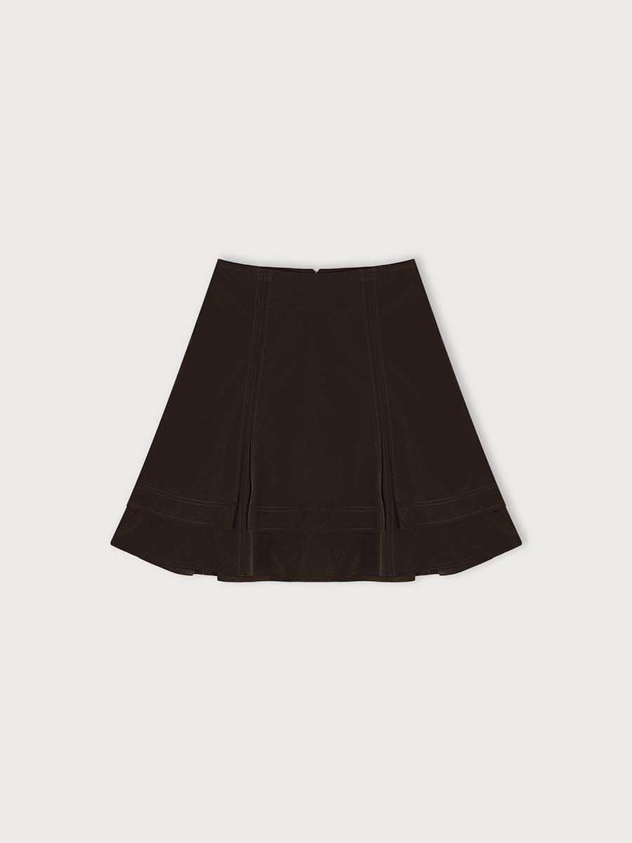 LAYERED PANEL SKIRT_DEEP BROWN | ETHOS | HANA(ハナ) #1