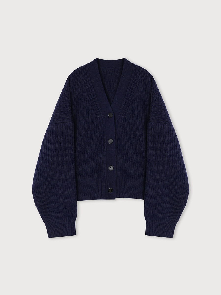 OVERFIT BULKY CARDIGAN_NAVY | ETHOS | HANA(ハナ) #1