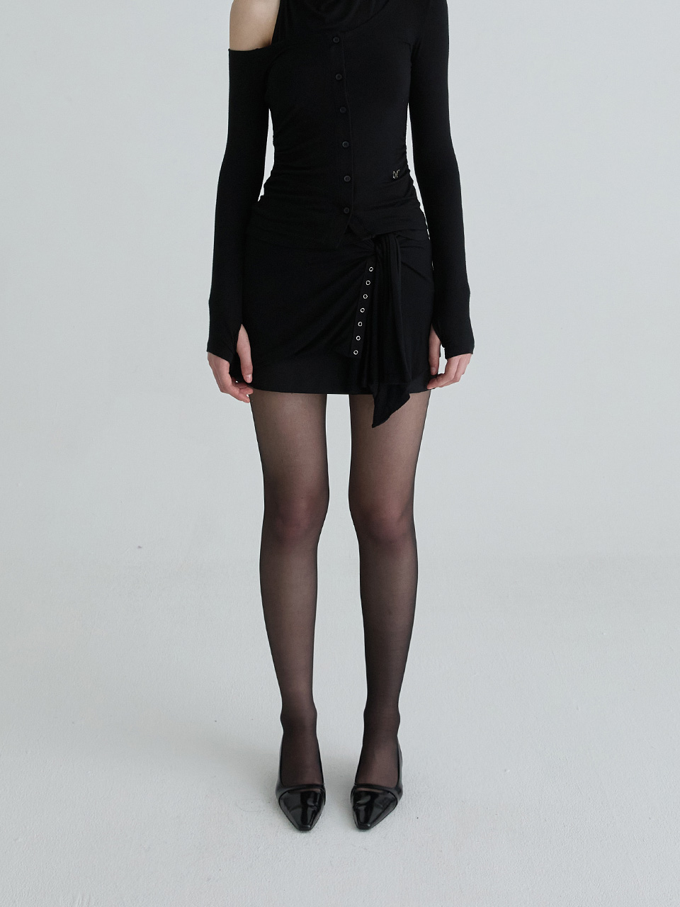 カーディガンレイヤードスカート（ブラック） | Not your rose | HANA(ハナ) #1