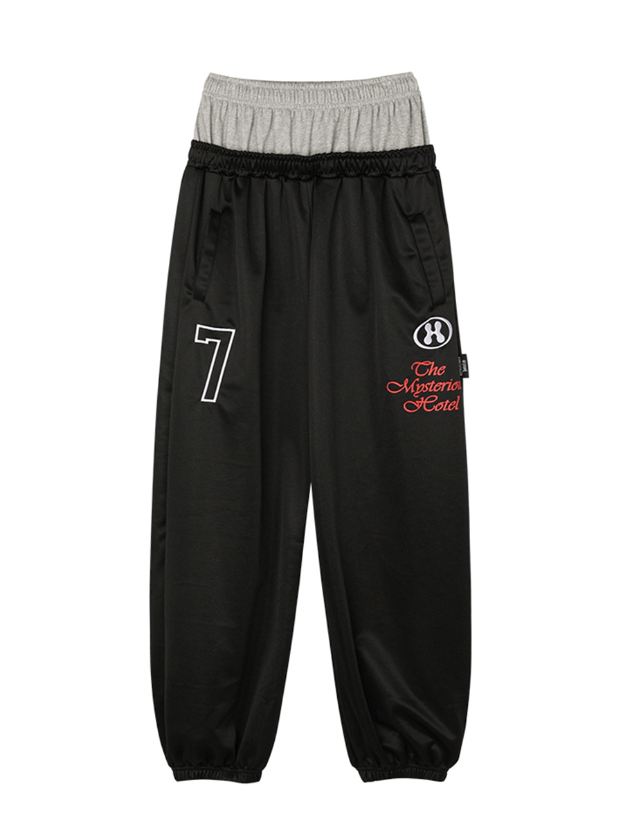 レイヤードジャージーパンツ_ブラック | THE MYSTERIOUS HOTEL | HANA(ハナ) #1