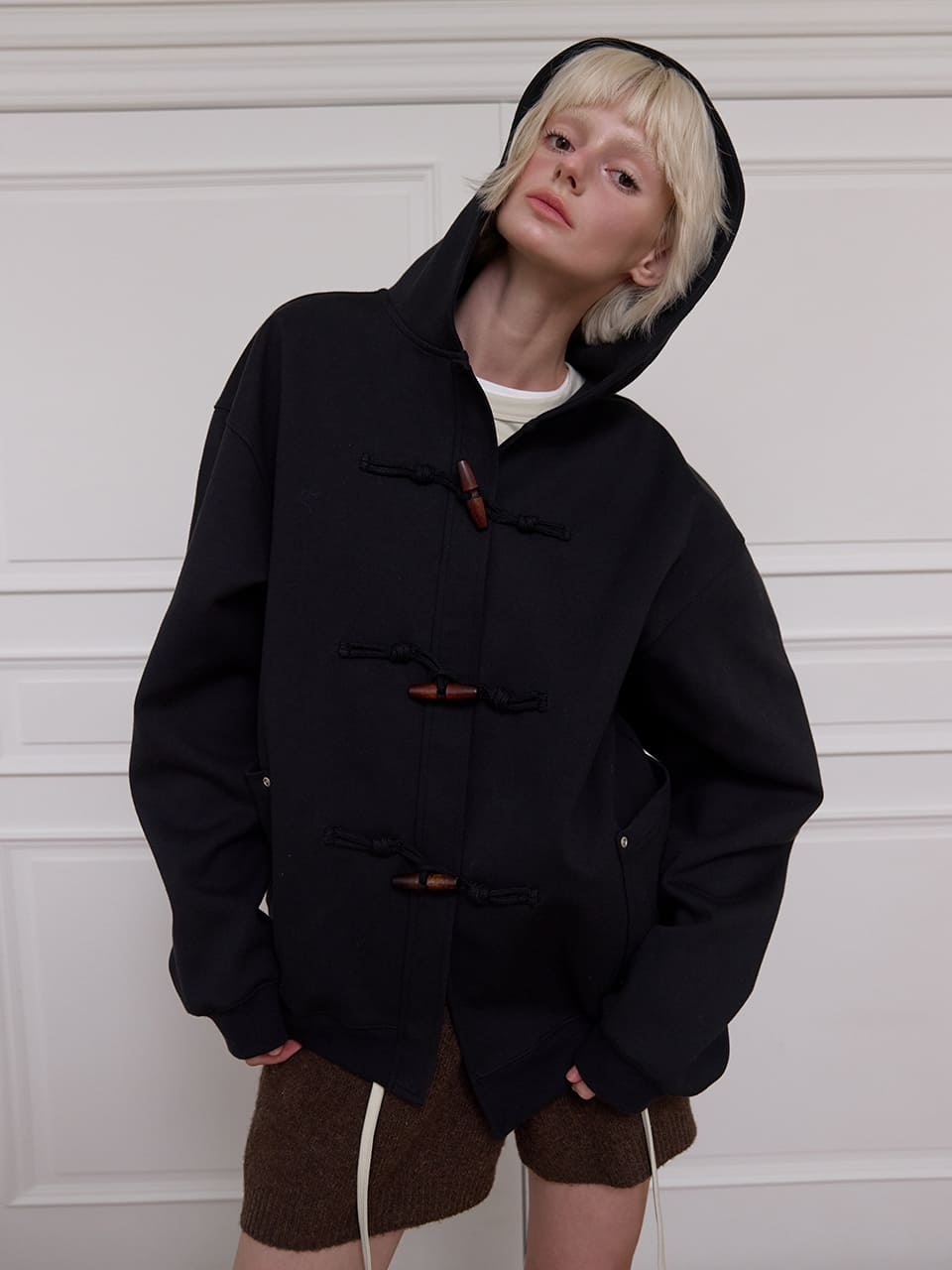 ビッグポケット ダッフルジャケット - ブラック | MEENDERI | HANA(ハナ) #1