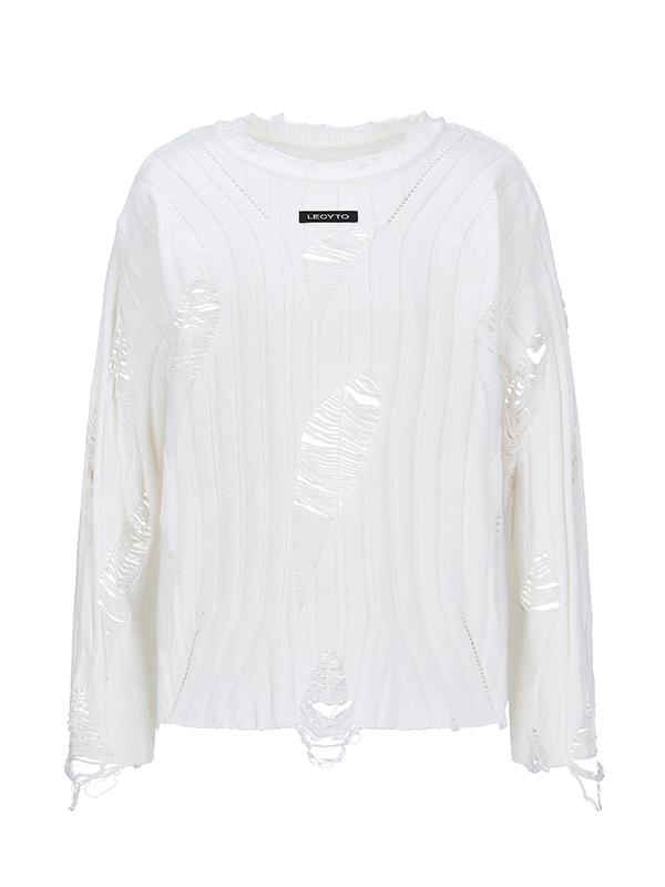 アナーキー クルーネック ニット_[ホワイト] | LECYTO | HANA(ハナ) #1