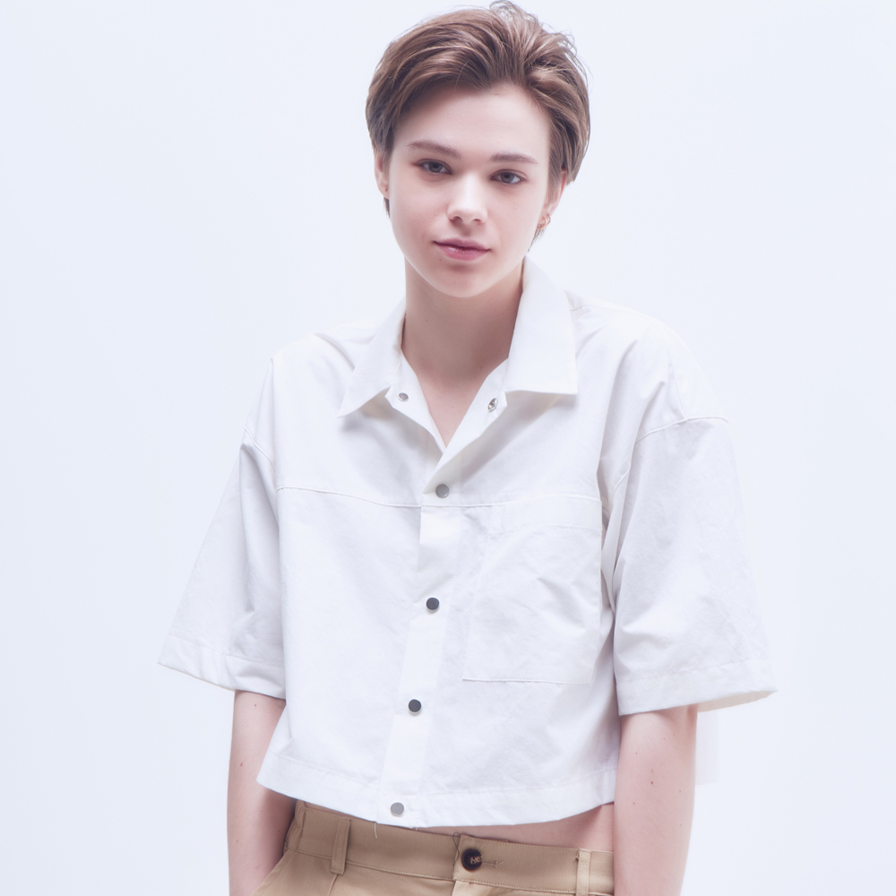 オーバーフィット ショートシャツ ホワイト | MOTH | HANA(ハナ) #1