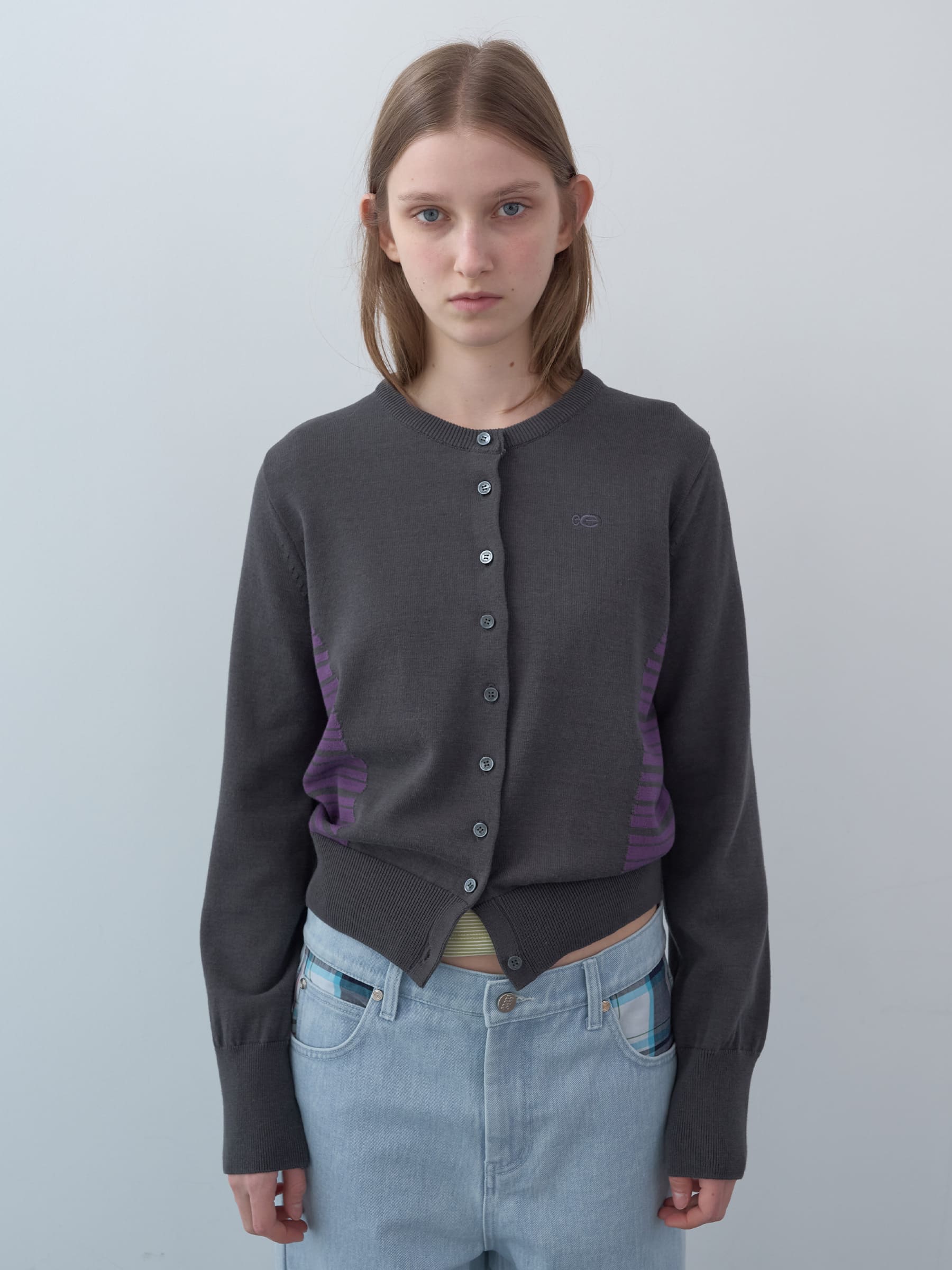 ストライプパネルカーディガン（チャコール） | ENZO BLUES | HANA(ハナ) #1