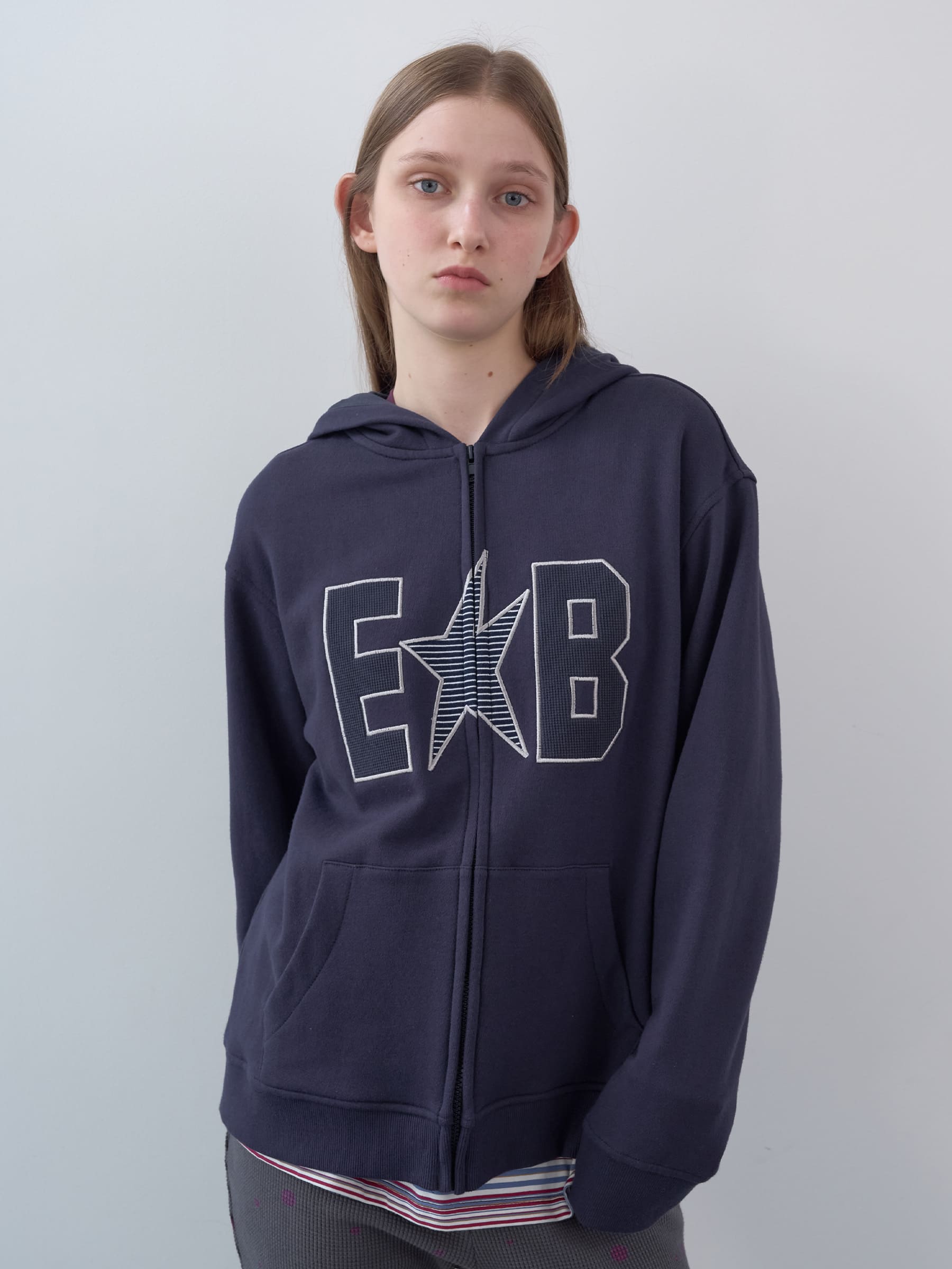 ワッフルパッチジップアップパーカー (ネイビー) | ENZO BLUES | HANA(ハナ) #1