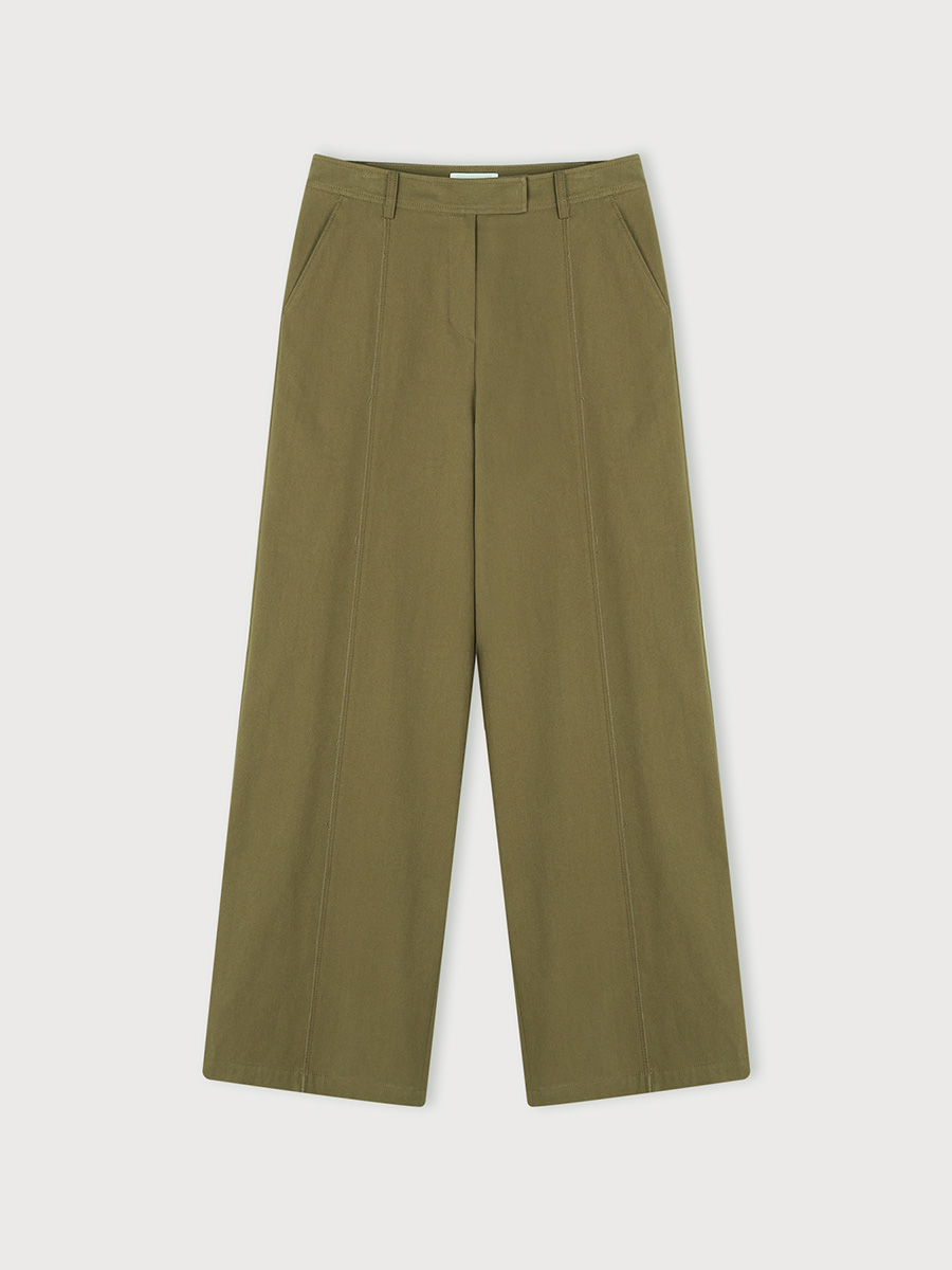 CUT OUT LINE PANTS_KHAKI BROWN | ETHOS | HANA(ハナ) #1