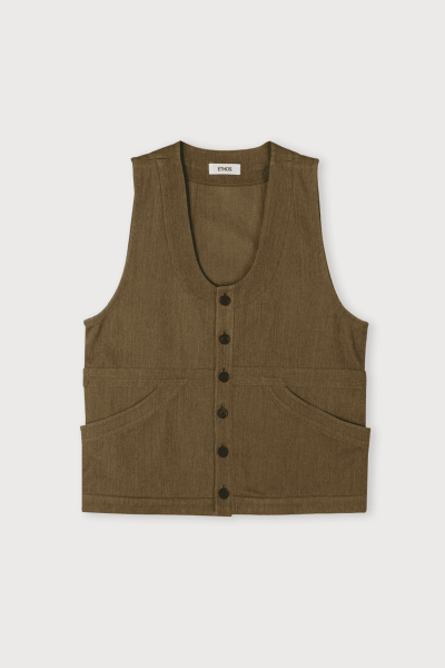 ディープUネックベスト_カーキ | ETHOS | HANA(ハナ)