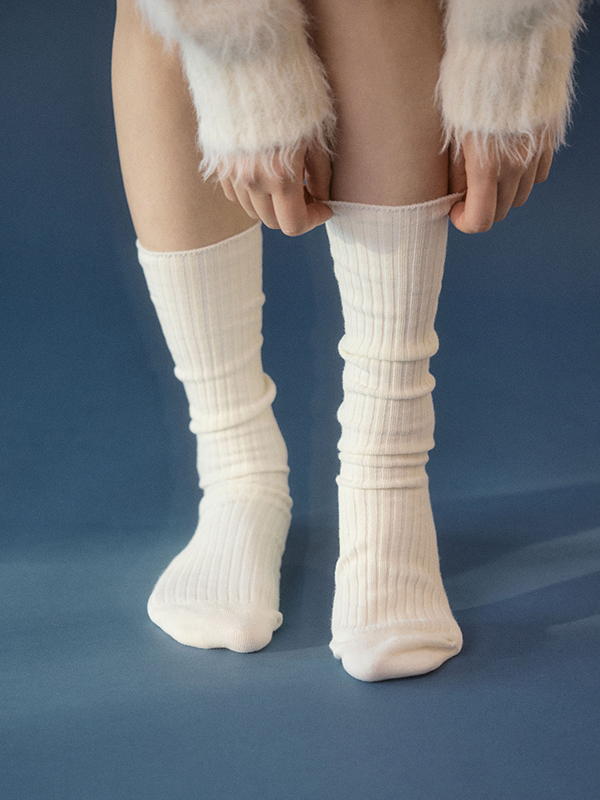 ロゴニットコットンソックス_3 Color | mucu and ebony | HANA(ハナ) #1