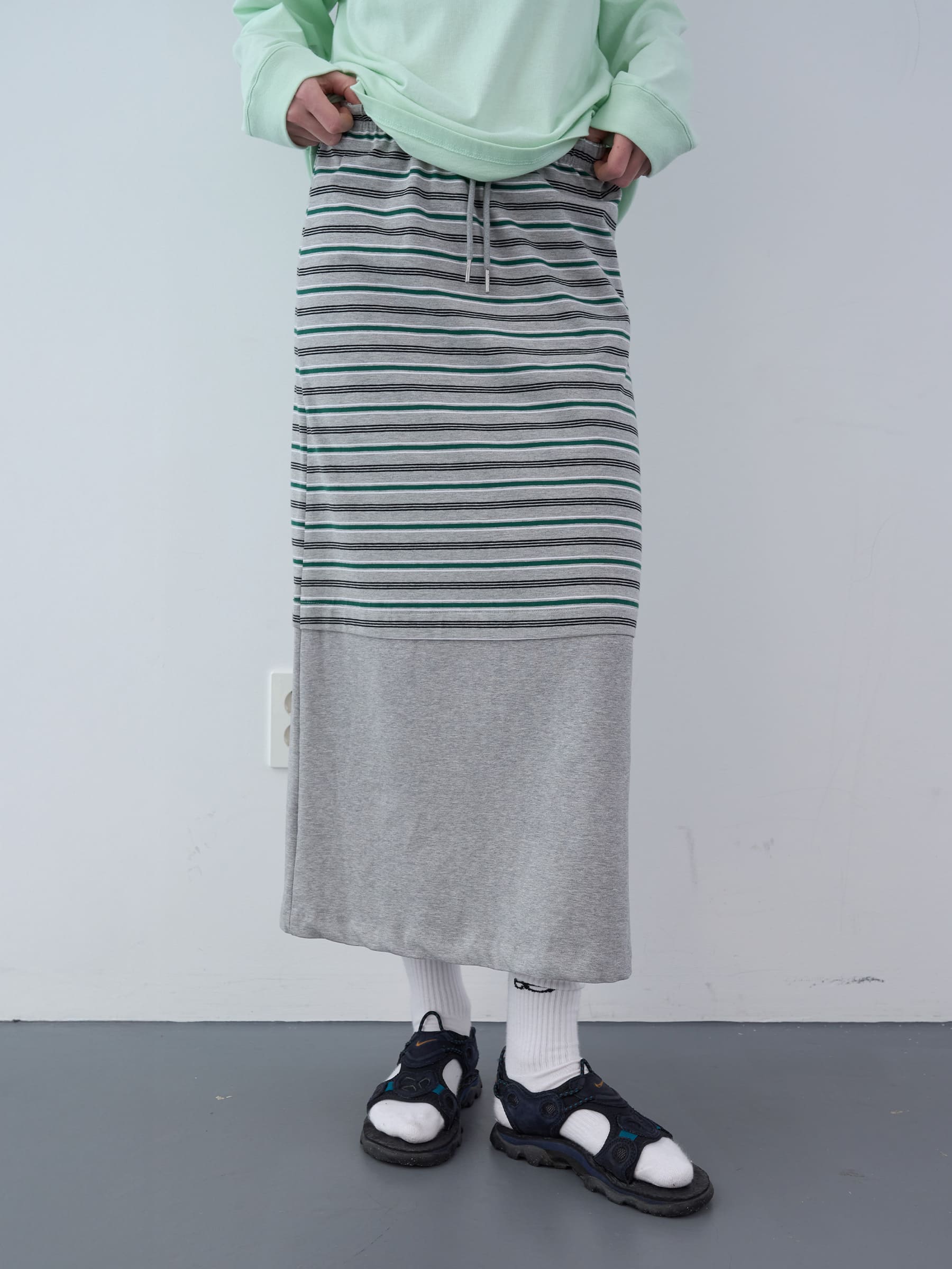 ミックスストライプロングスカート（グレー） | ENZO BLUES | HANA(ハナ) #1