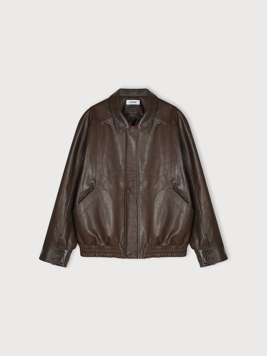 BROWN LEATHER JACKET (MENS) | ETHOS | HANA(ハナ) #1