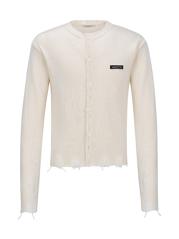 デストロイド ラウンドウールニットカーディガン_[アイボリー] | LECYTO | HANA(ハナ) #1