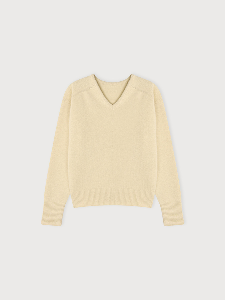 GEELONG V-NECK KNIT_LEMON CREAM | ETHOS | HANA(ハナ) #1