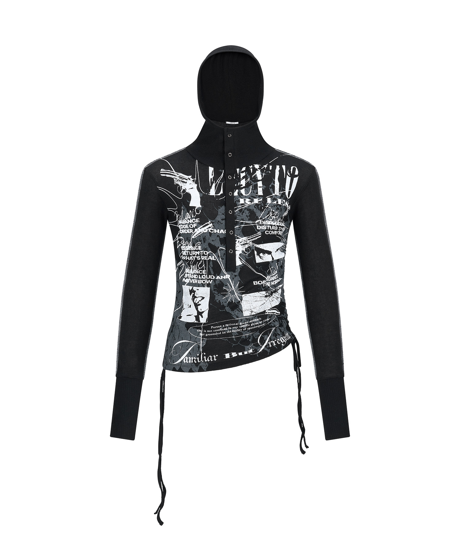 ライオット スクリプト ストリング フーデッド Tシャツ_[ブラック] | LECYTO | HANA(ハナ) #1