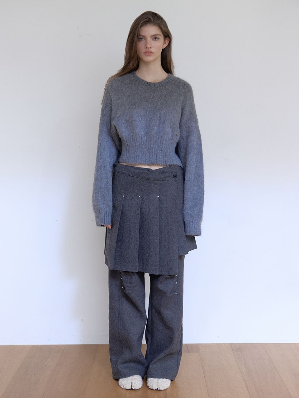 ウールリベットプリーツラップスカート（チャコール） | ASURA | HANA(ハナ) #1