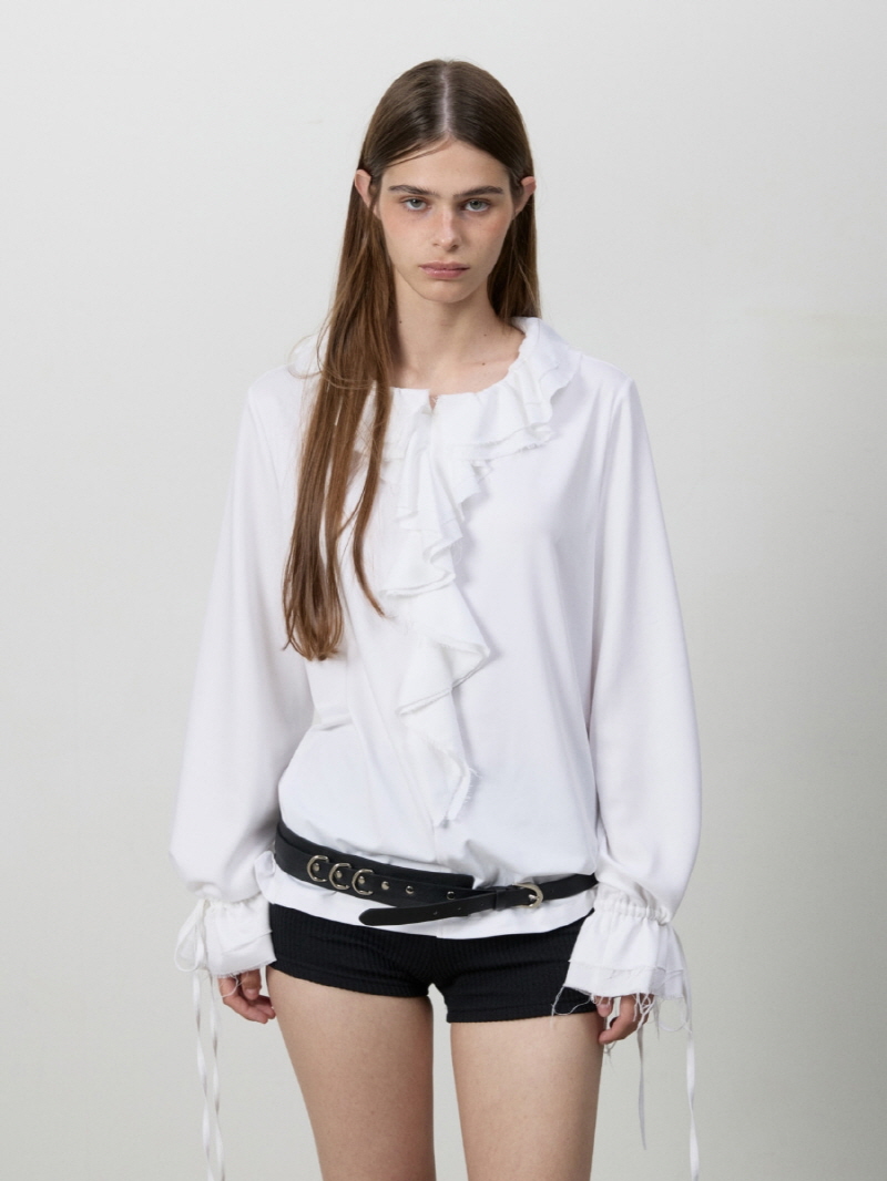 シャーリングフリンジブラウス（ホワイト） | THREE TO EIGHTY | HANA(ハナ) #1