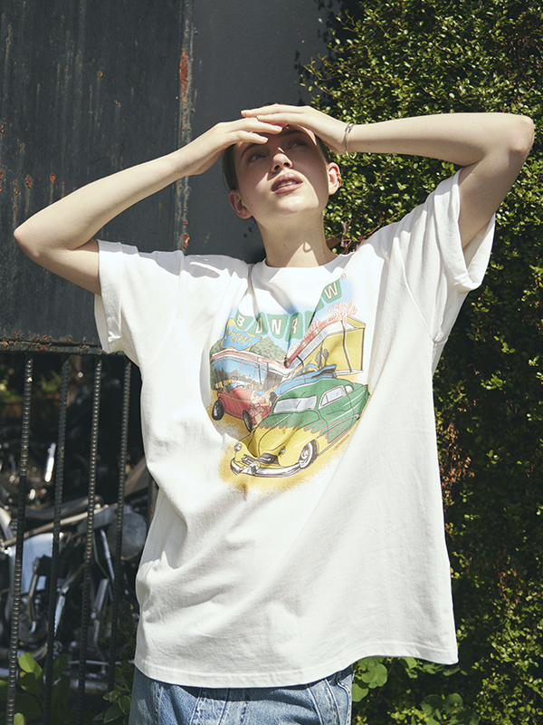 ホットロッド Tシャツ_ホワイト | BONRROW | HANA(ハナ) #1