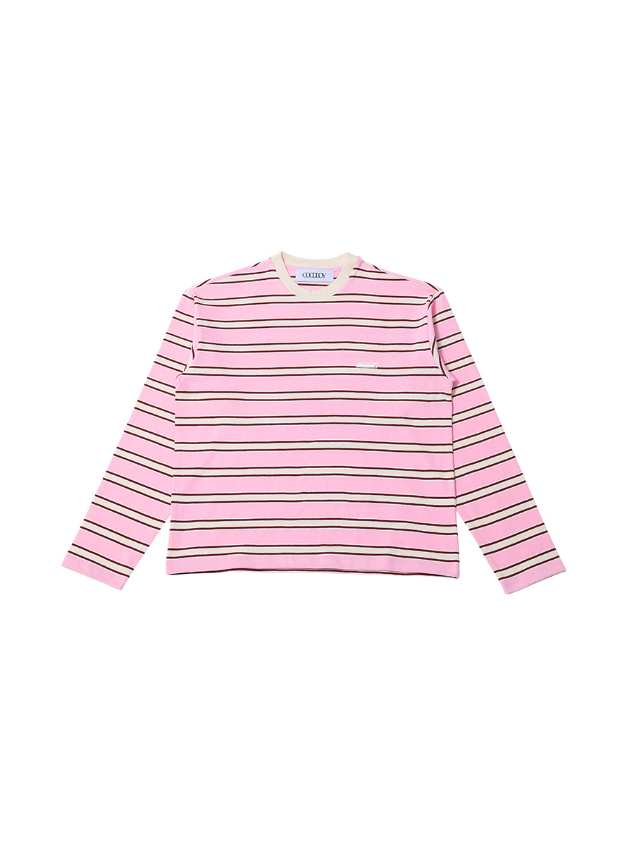 NEWシンボルロゴ ストライプ ロングTシャツ_ベビーピンク | XOXOGOODBOY | HANA(ハナ) #1