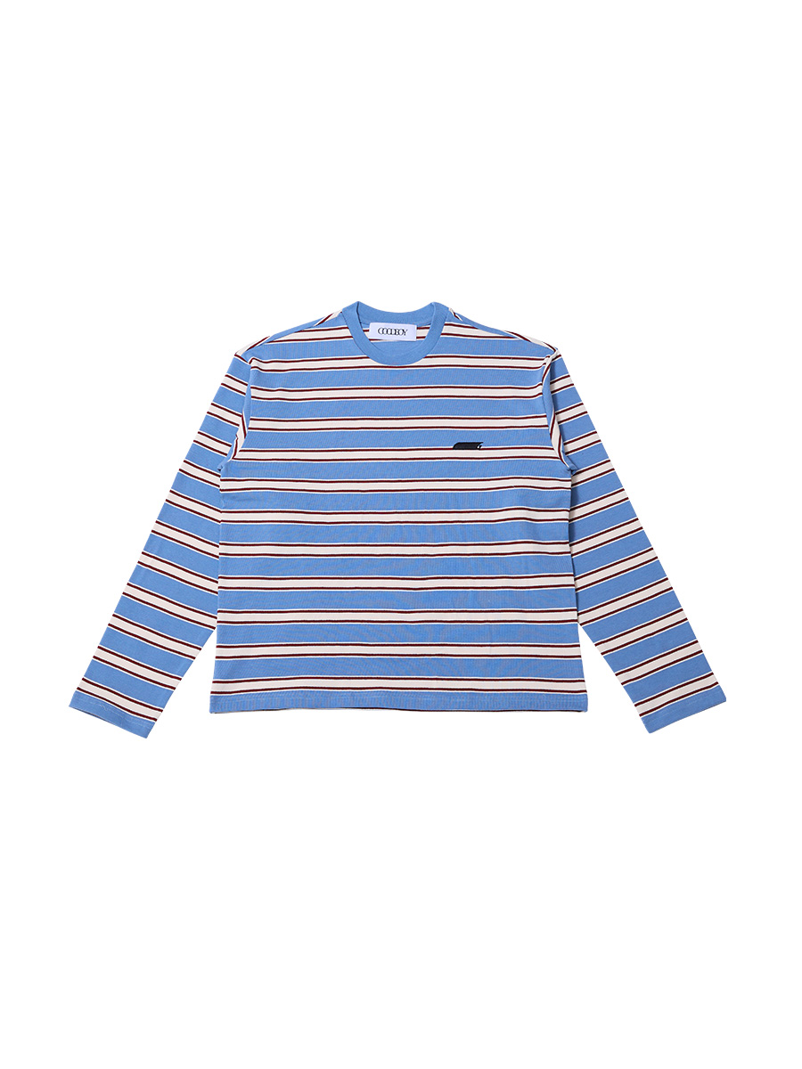 New Symbol ロゴ ストライプ ロングTシャツ_ベビーブルー | XOXOGOODBOY | HANA(ハナ) #1