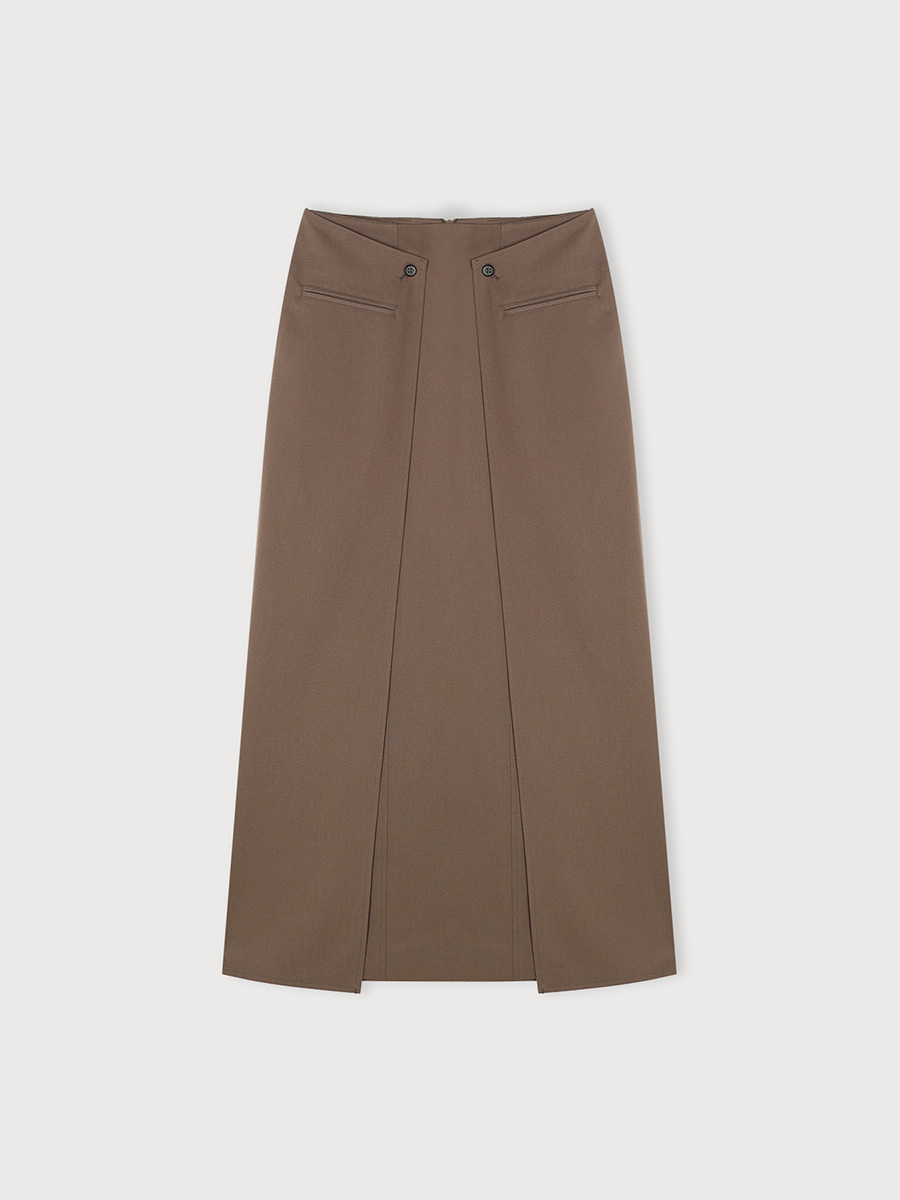 2-BUTTON H LINE SKIRT_ASH BROWN | ETHOS | HANA(ハナ) #1