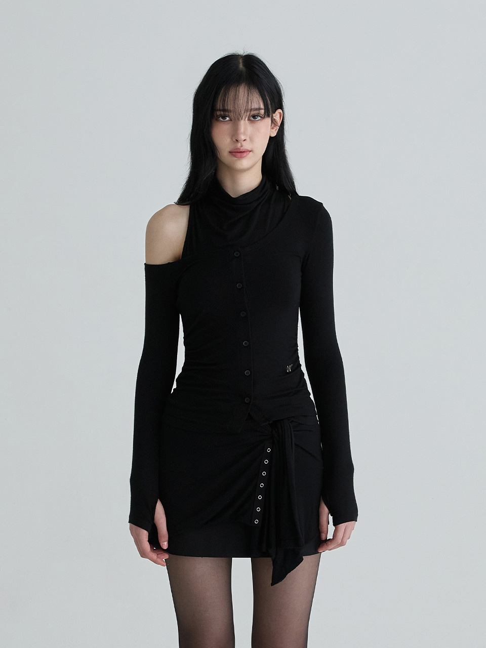 カウルネックカーディガンセット（ブラック） | Not your rose | HANA(ハナ) #1