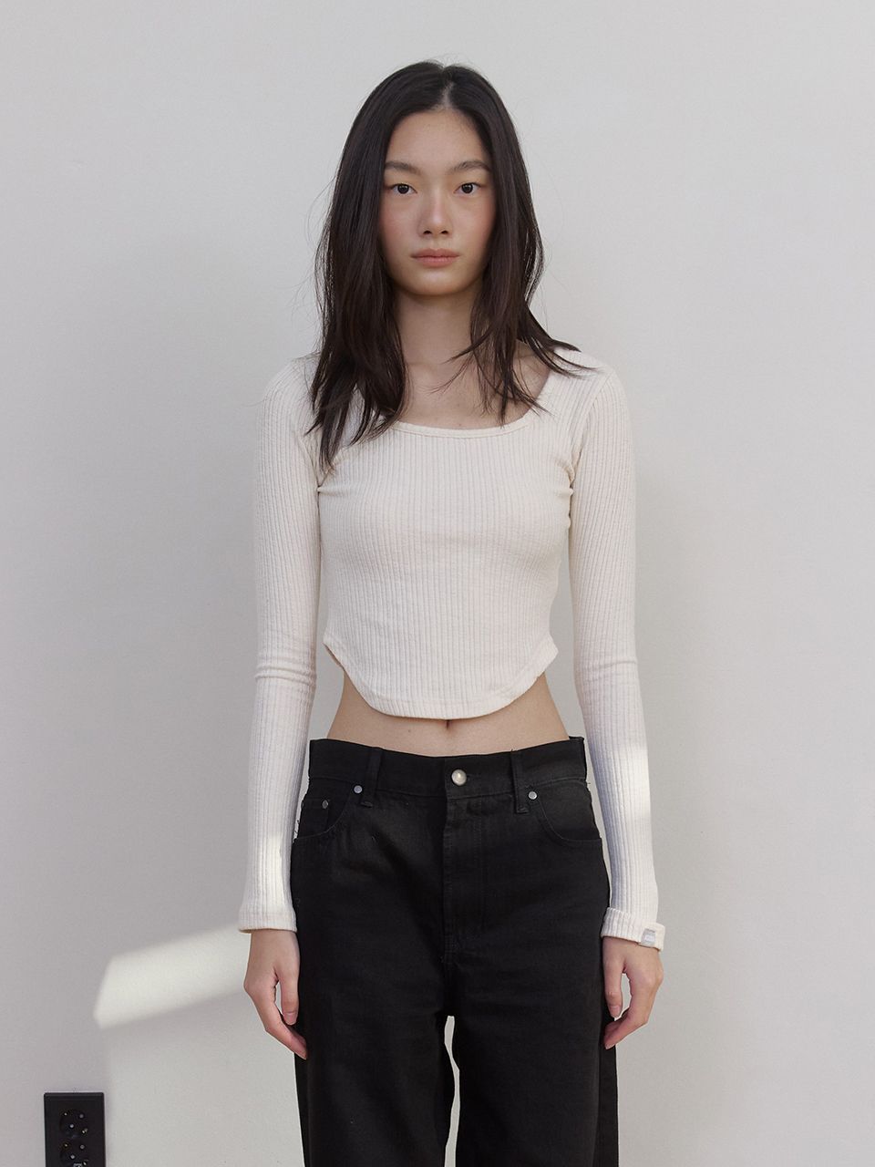 AS スクエアネックTシャツ (アイボリー) | ASURA | HANA(ハナ) #1