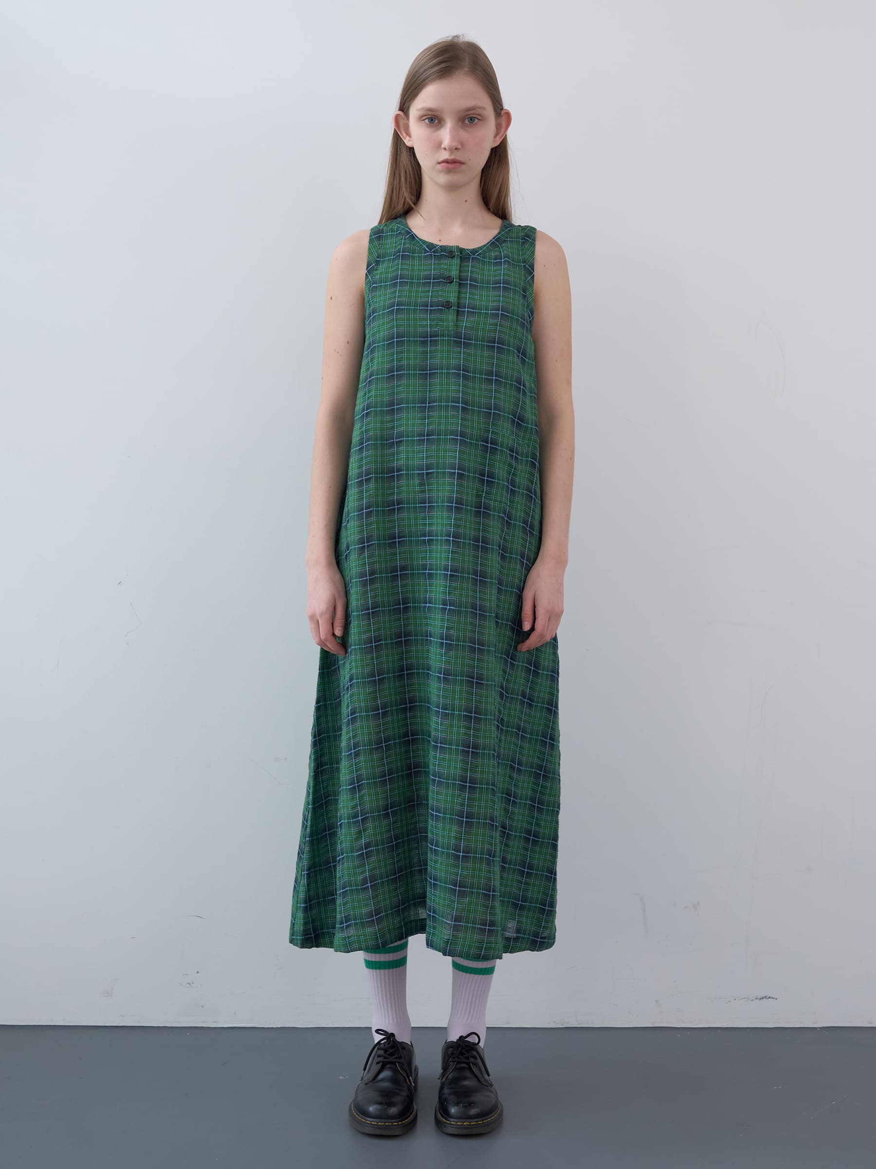 コットンタータンチェックロングドレス（グリーン） | ENZO BLUES | HANA(ハナ) #1