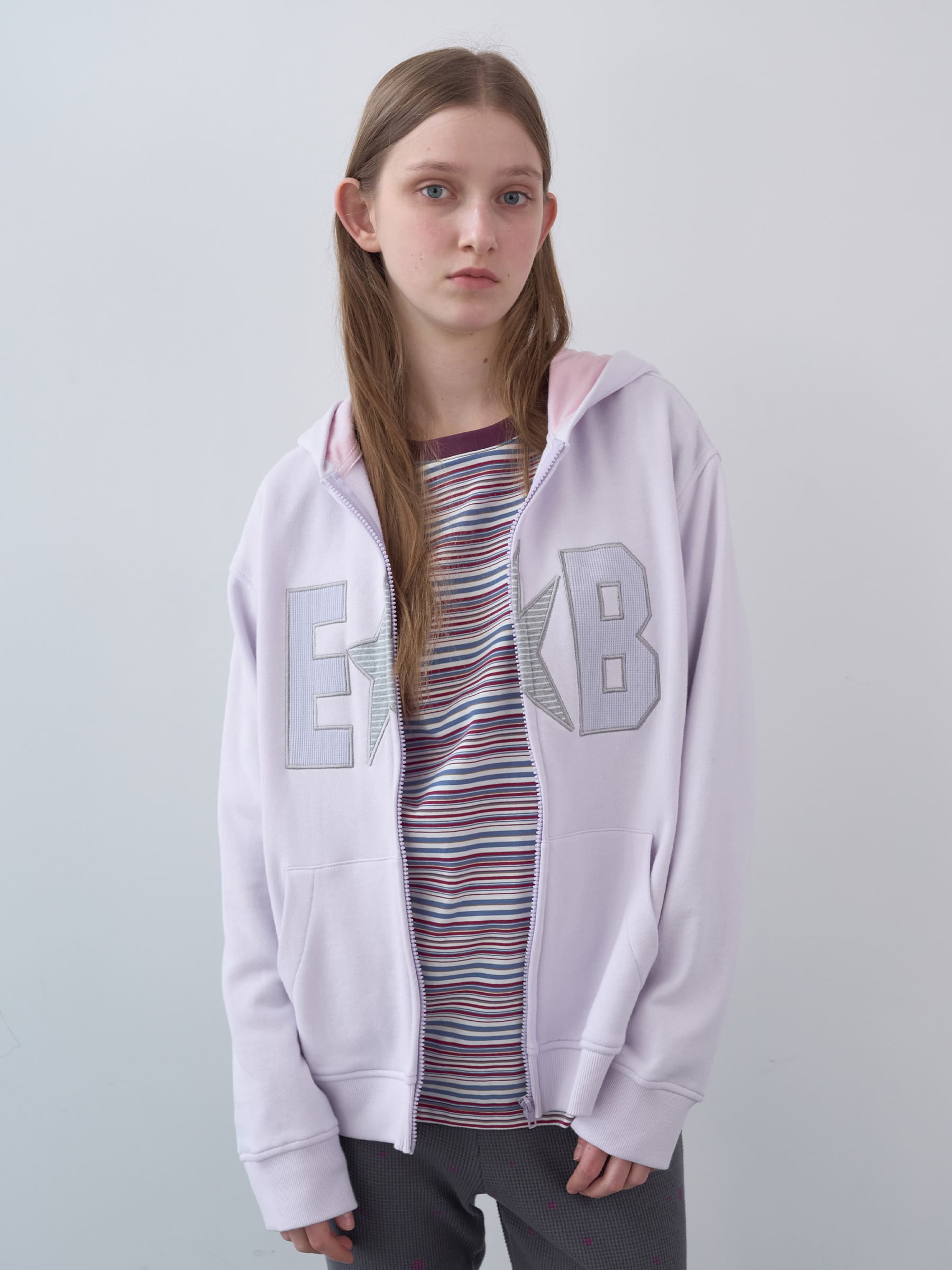 ワッフルパッチジップアップパーカー (パステルピンク) | ENZO BLUES | HANA(ハナ) #1