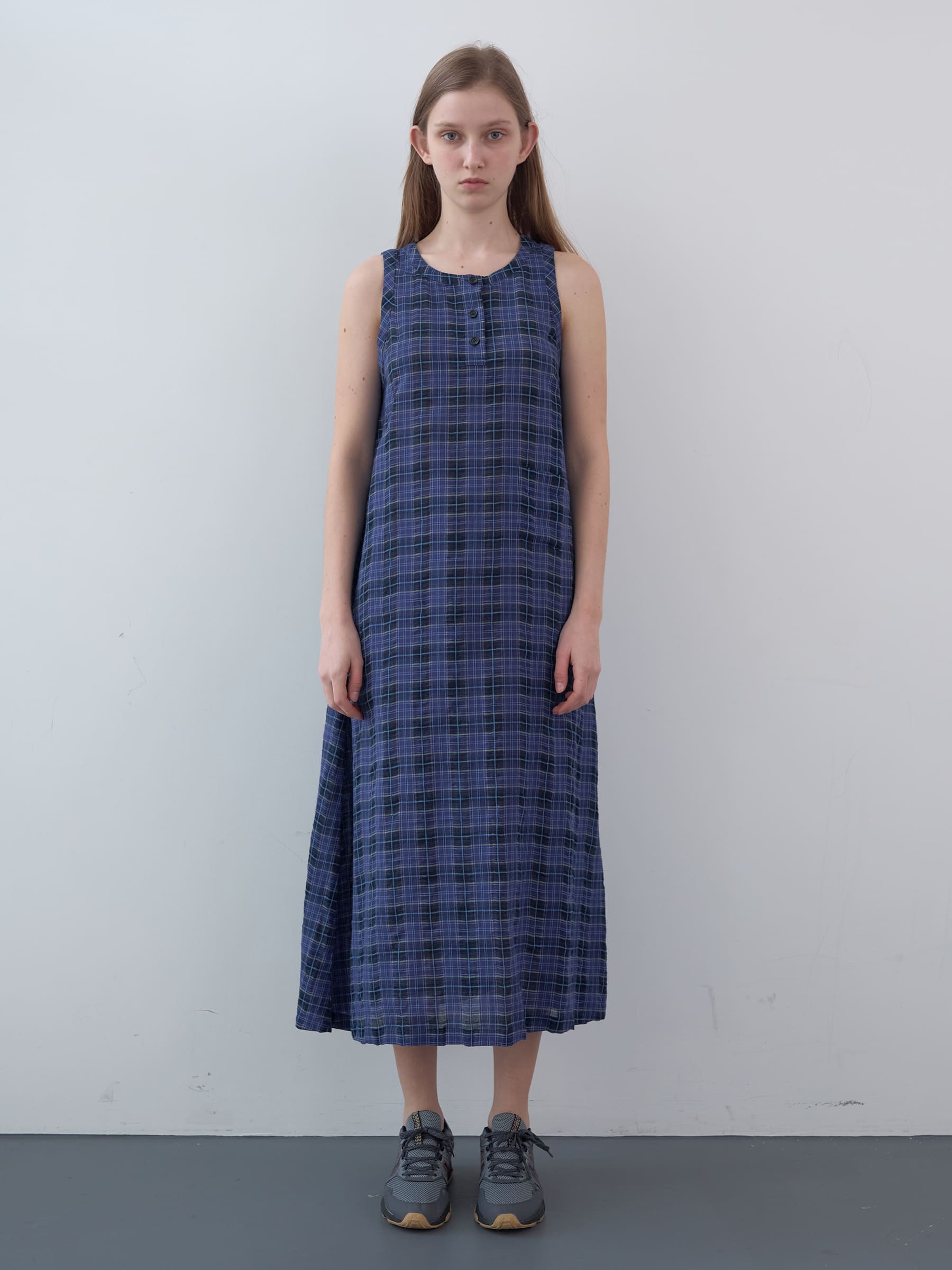 コットンタータンチェックロングドレス（ブルー） | ENZO BLUES | HANA(ハナ) #1