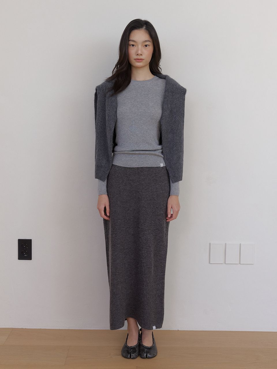 AS BASICニットミディスカート (グレー) | ASURA | HANA(ハナ) #1