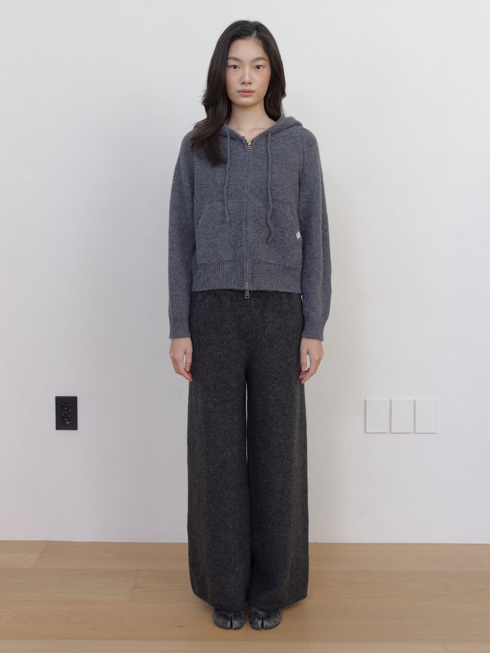 AS BASIC ニットワイドパンツ (ダークグレー) | ASURA | HANA(ハナ) #1