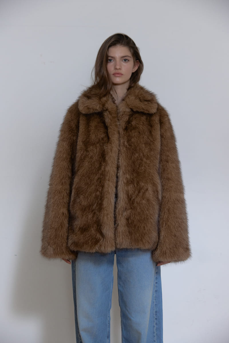 フォックス ミディ ファー ジャケット (ブラウン) | ASURA | HANA(ハナ)