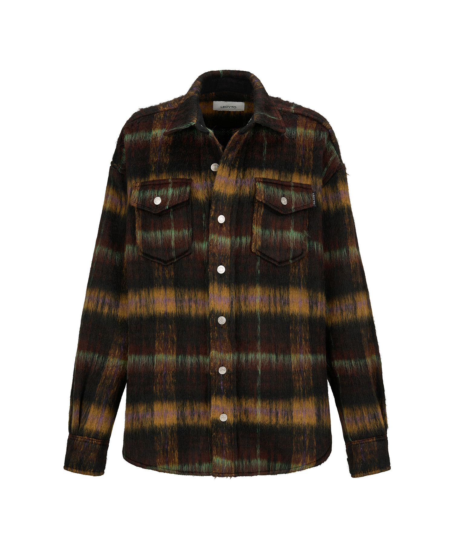 チェック ウール オーバーシャ​​ツ ジャケット_[ブラウン] | LECYTO | HANA(ハナ) #1