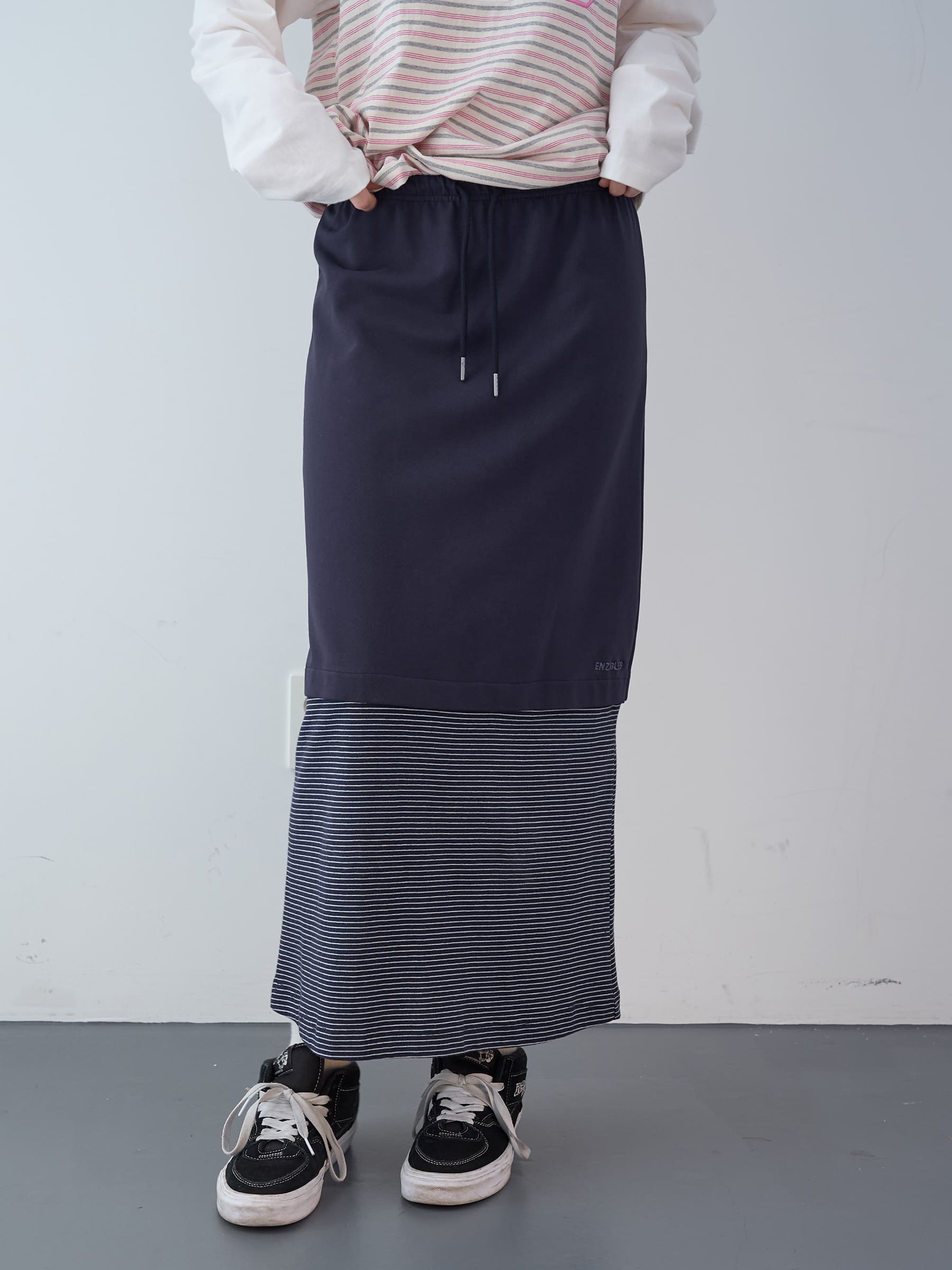 ミックスストライプロングスカート（ネイビー） | ENZO BLUES | HANA(ハナ) #1
