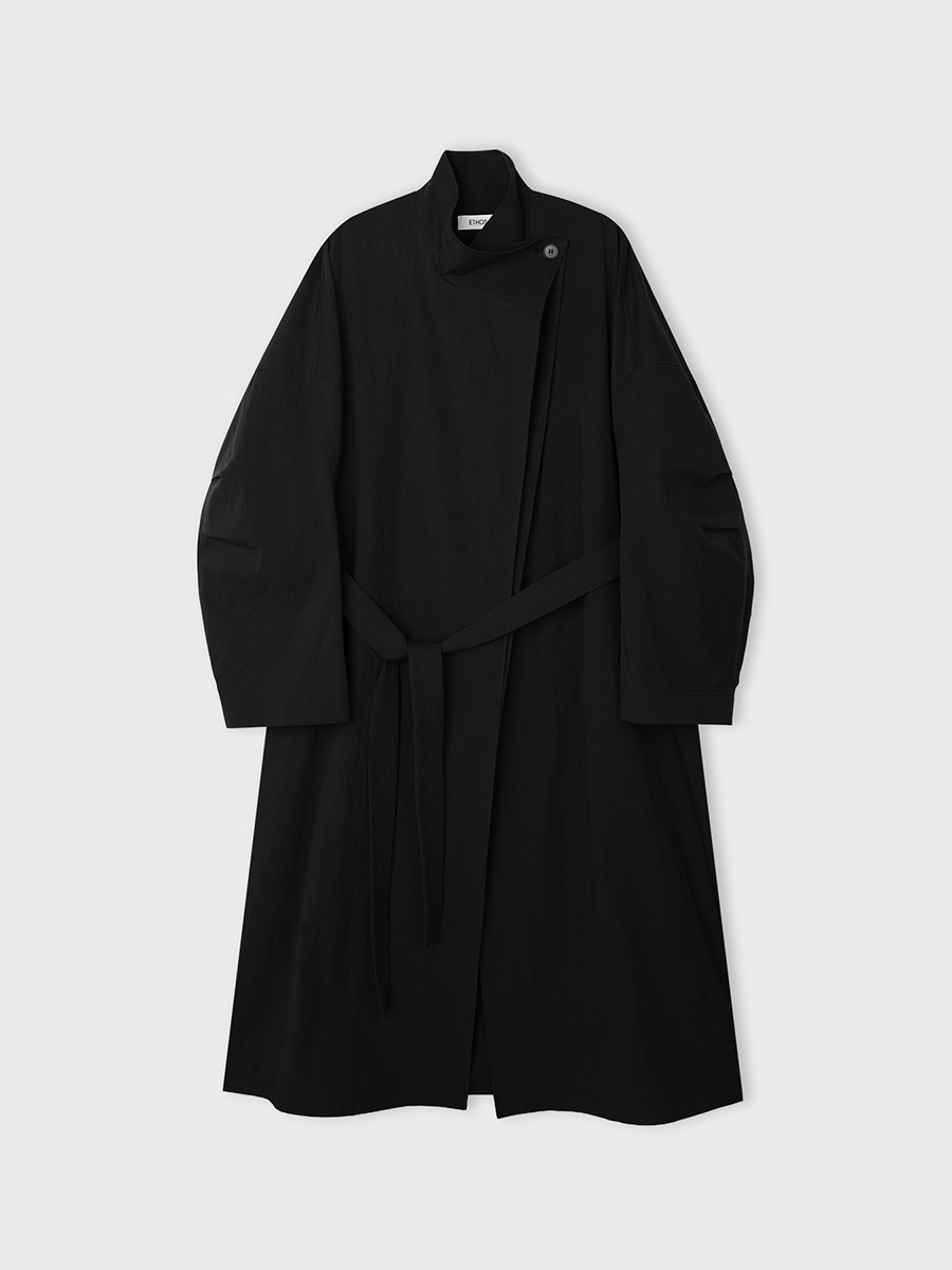 BIG COLLAR STRAP COAT_BLACK | ETHOS | HANA(ハナ) #1