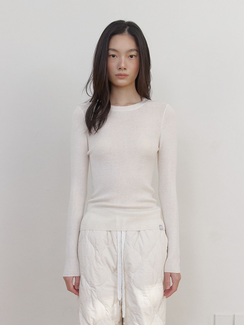 AS BASIC ウールラウンドニット (アイボリー) | ASURA | HANA(ハナ) #1