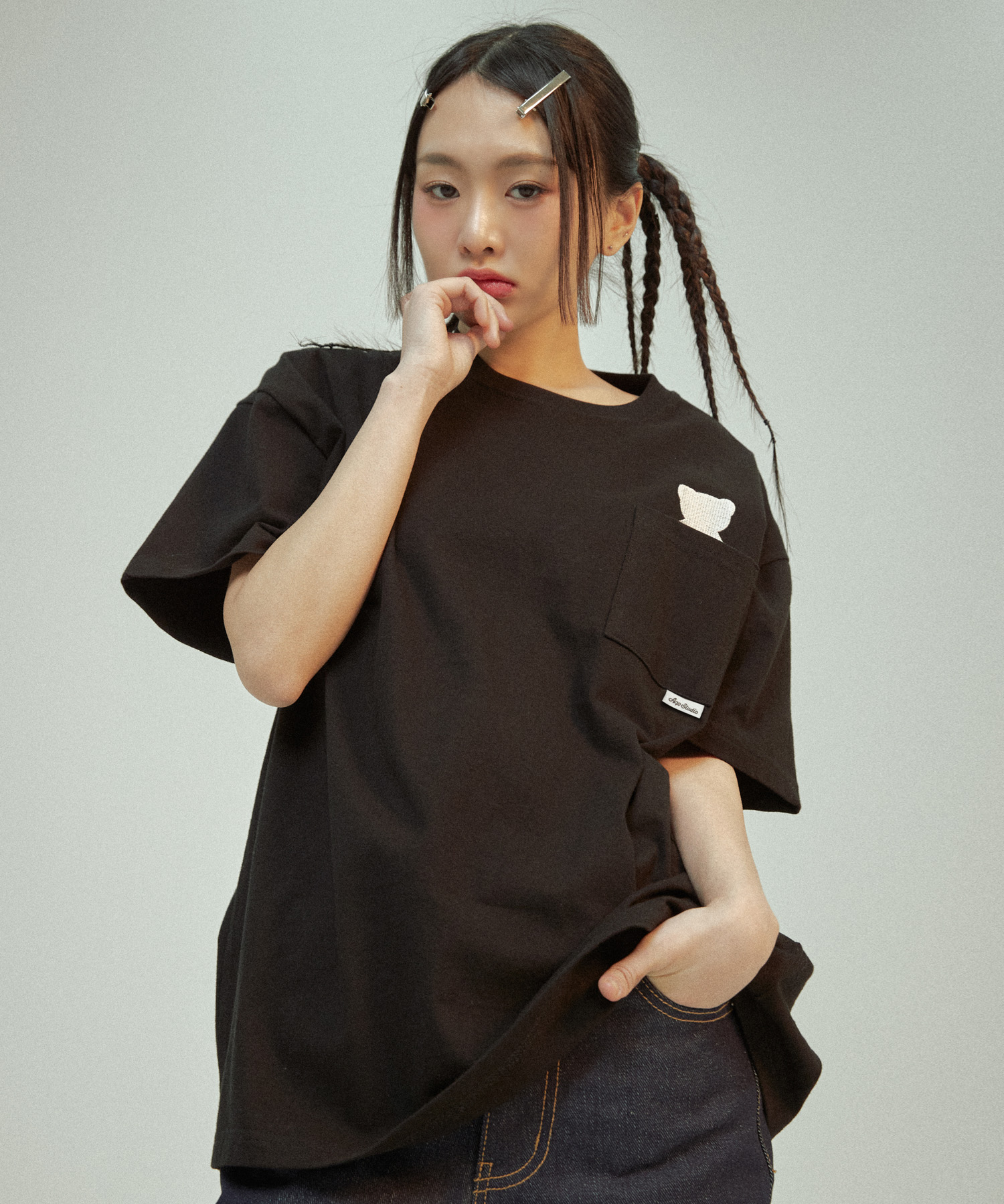 ベアポケットTシャツ ブラック | AQO studio space | HANA(ハナ) #1