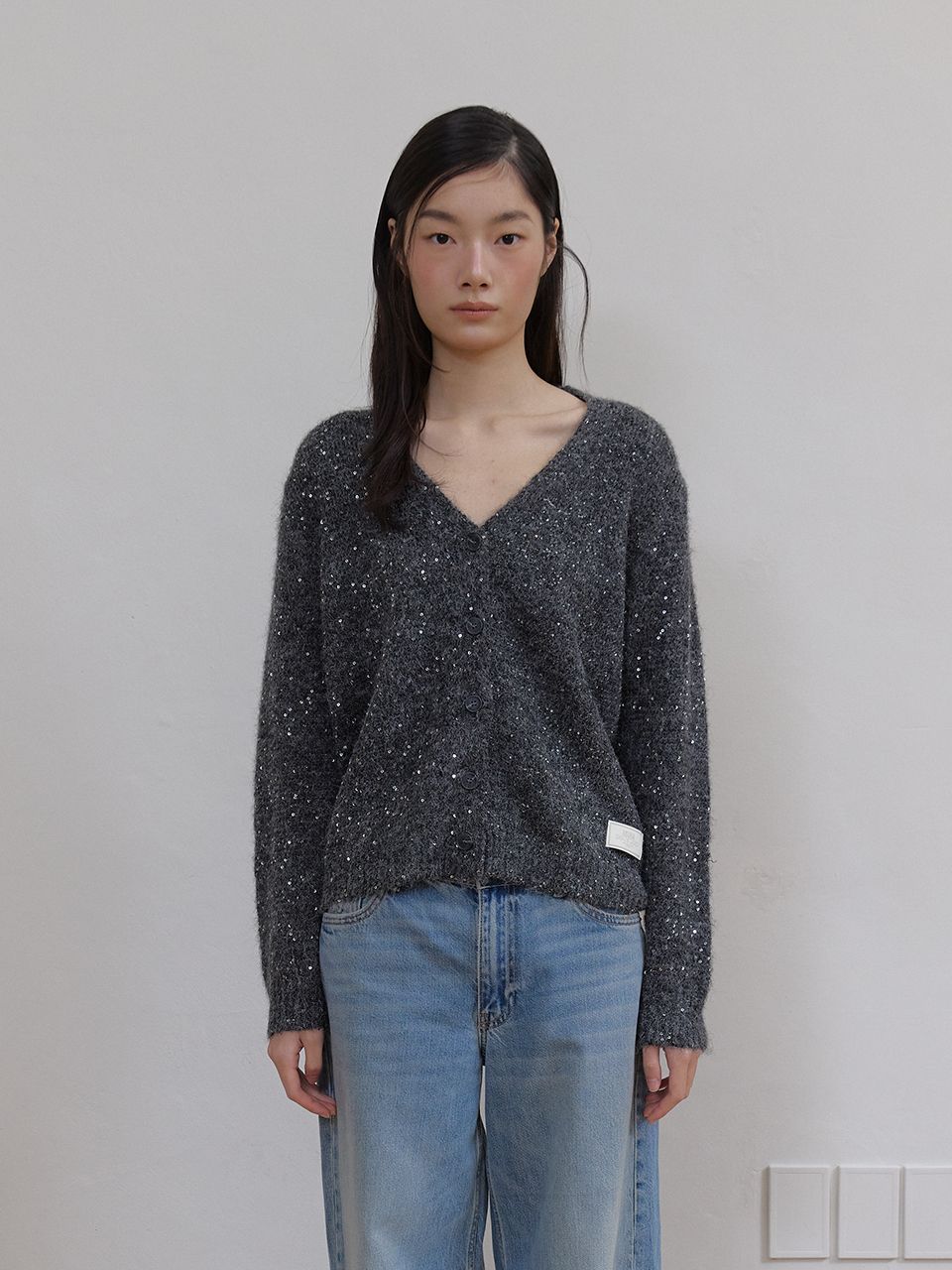トゥインクルウールカーディガン (チャコール) | ASURA | HANA(ハナ) #1