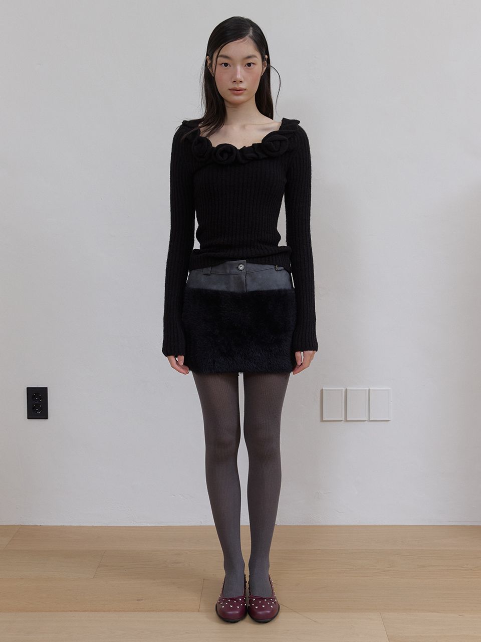 レザーファーミックススカート（ブラック） | ASURA | HANA(ハナ) #1