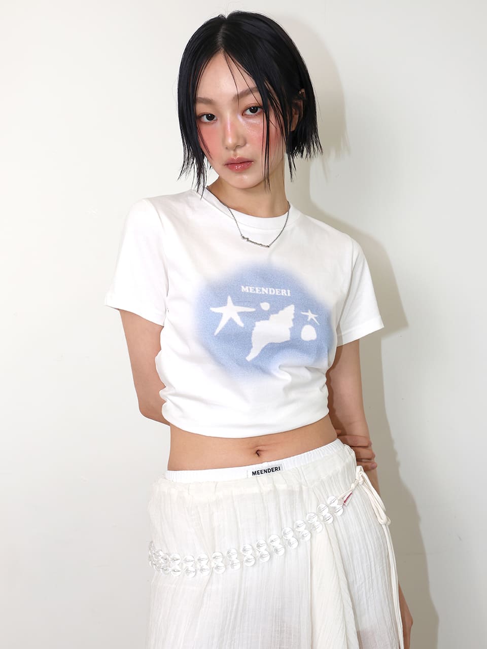 シェリー サマープリント Tシャツ - スカイブルー | MEENDERI | HANA(ハナ) #1