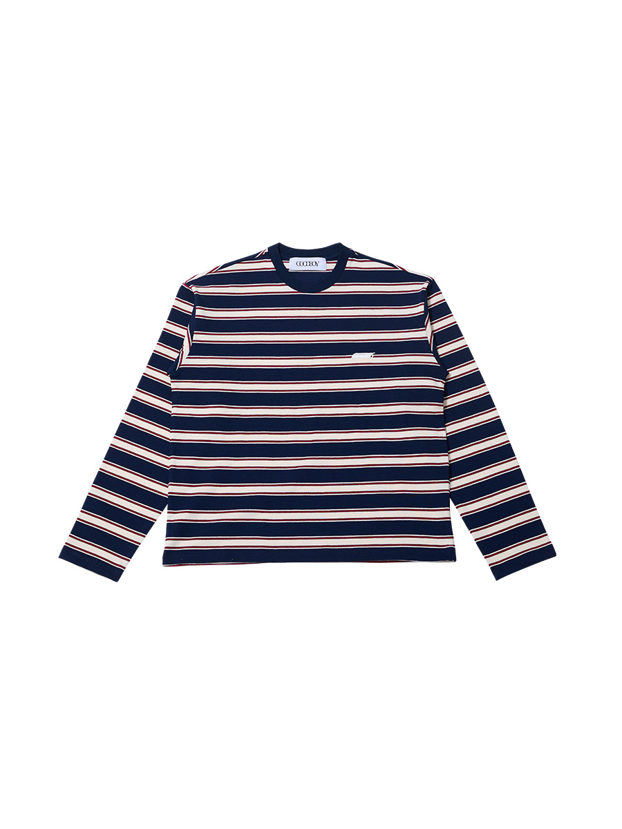 New Symbol ロゴ ストライプ ロングTシャツ_ネイビー | XOXOGOODBOY | HANA(ハナ) #1