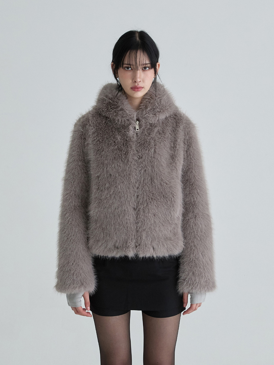 フーディーファージャンパー（チャコール） | Not your rose | HANA(ハナ) #1