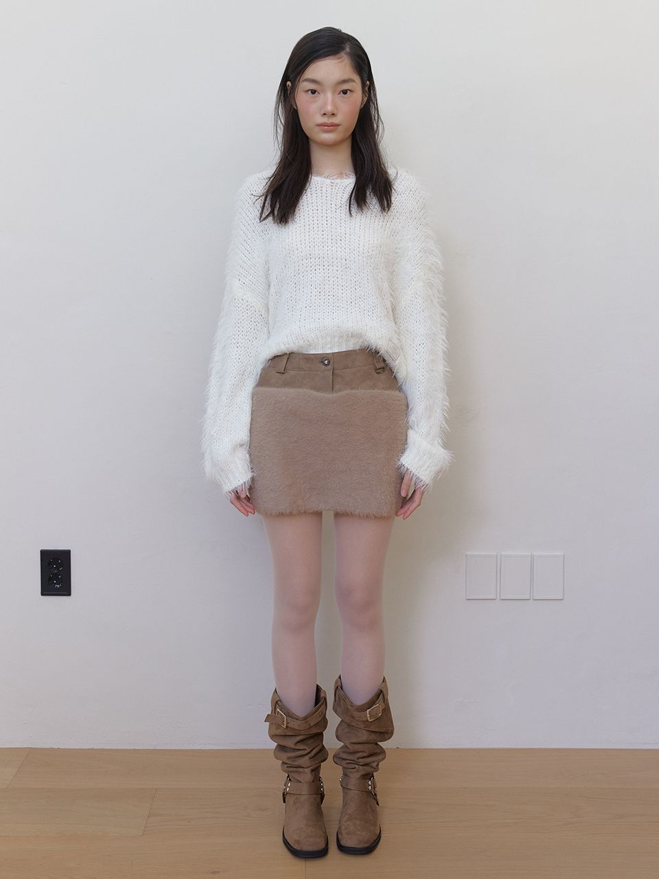 レザーファーミックススカート（ブラウン） | ASURA | HANA(ハナ) #1