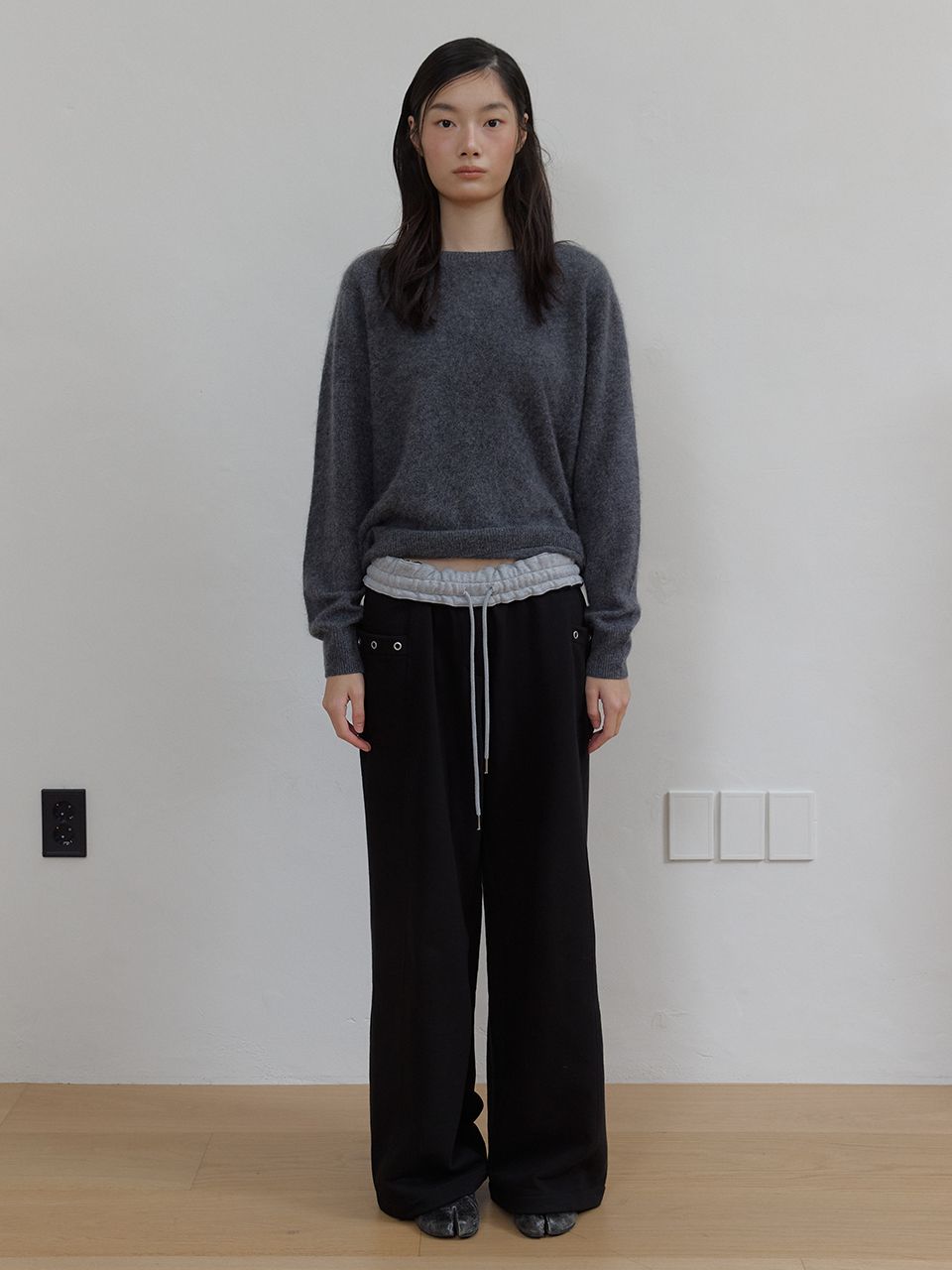 フリースカラーフリップスウェットパンツ (ブラック) | ASURA | HANA(ハナ) #1