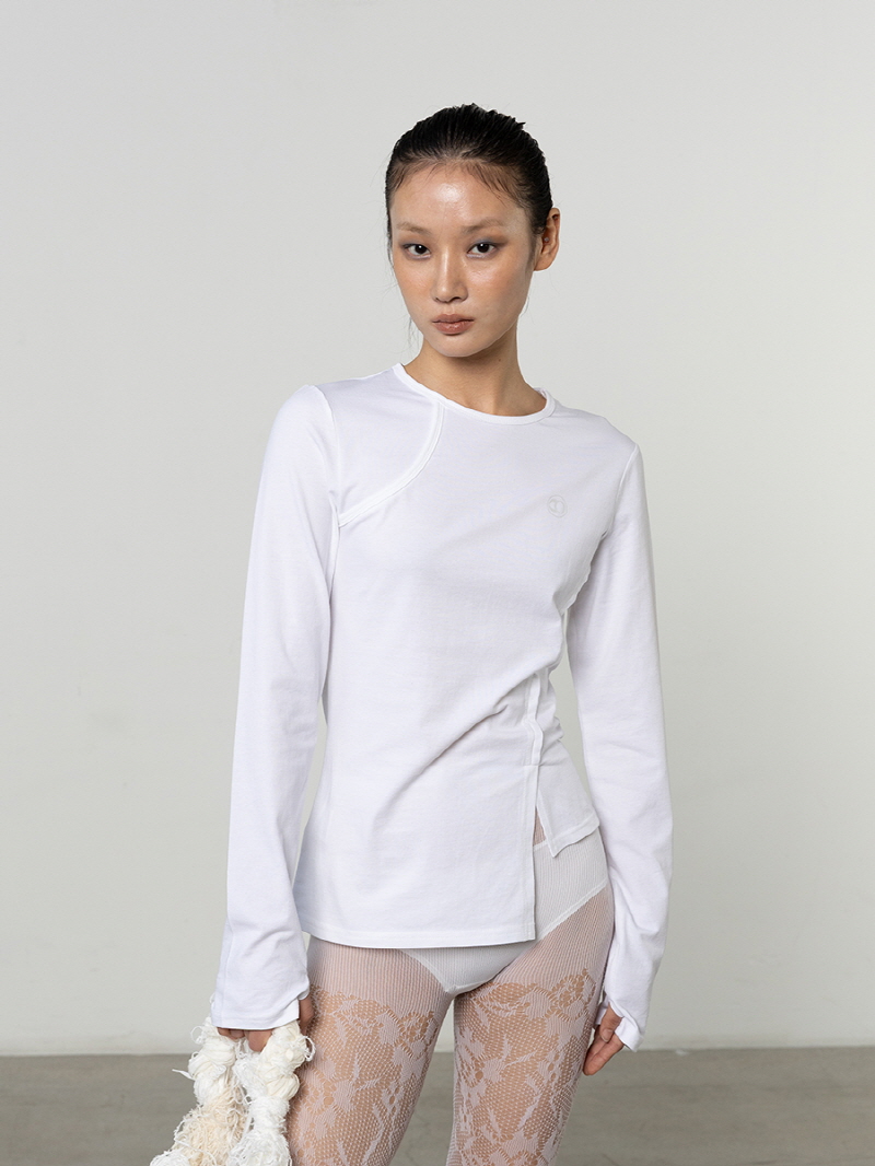 リブパネル クルーネックトップ（ホワイト） | THREE TO EIGHTY | HANA(ハナ) #1