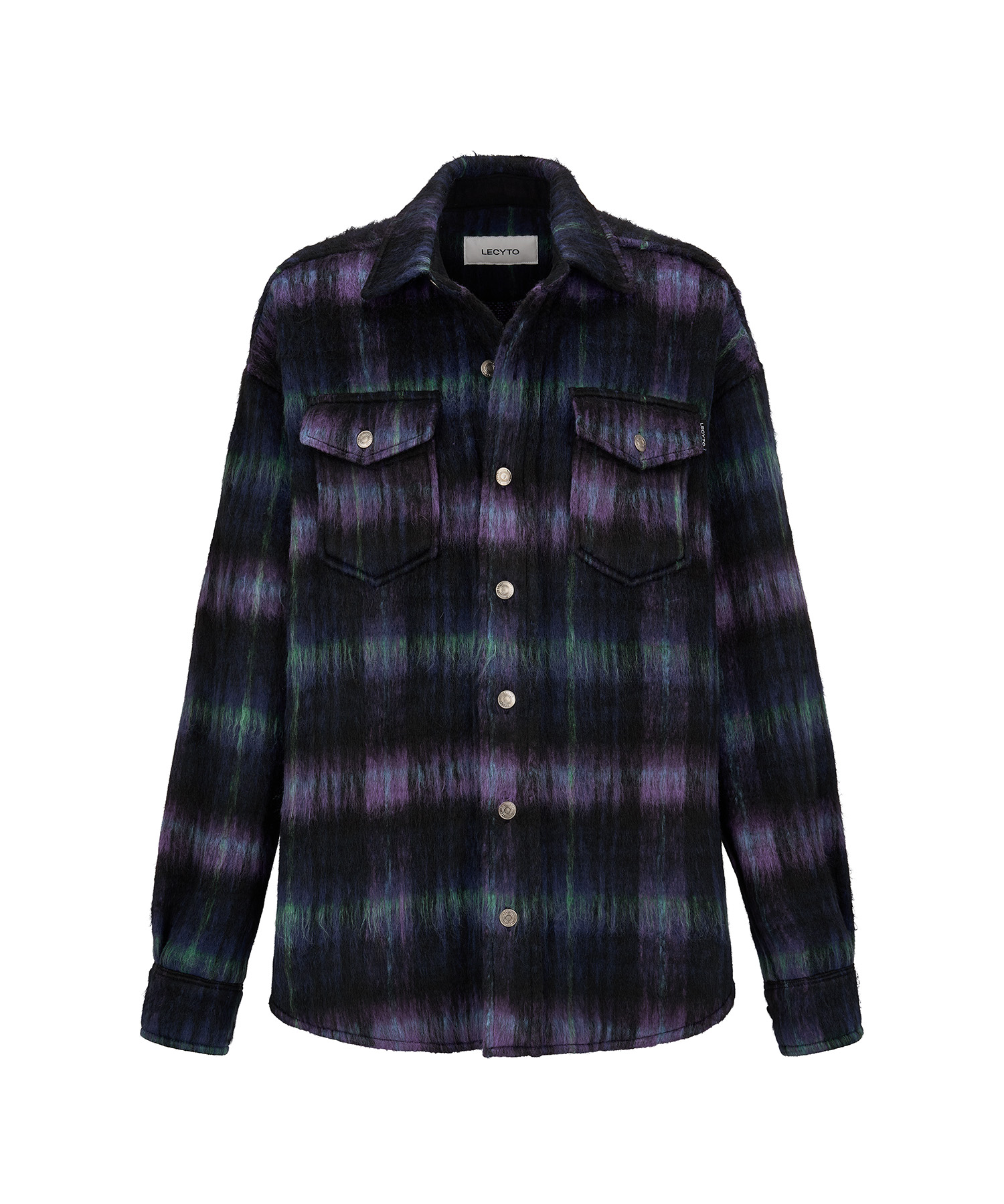 チェック ウール オーバーシャ​​ツ ジャケット_[ネイビー] | LECYTO | HANA(ハナ) #1