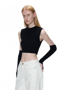 クロップスリーブレスニット - ブラック | Theballon | HANA(ハナ) 