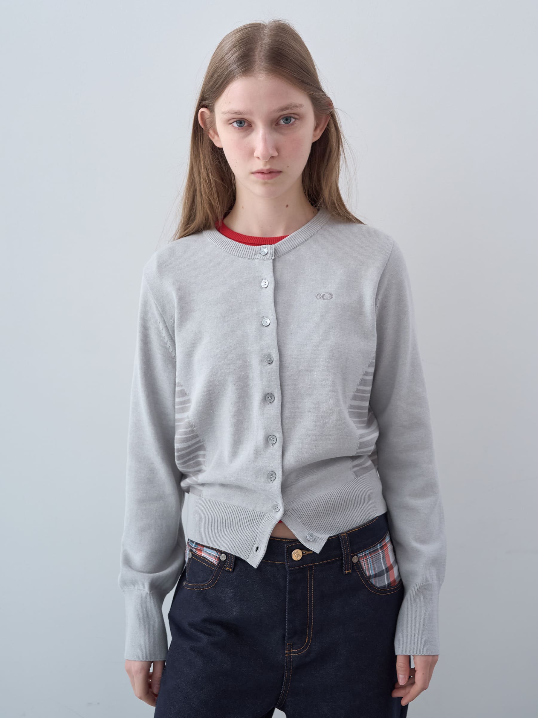 ストライプパネルカーディガン（ライトグレー） | ENZO BLUES | HANA(ハナ) #1