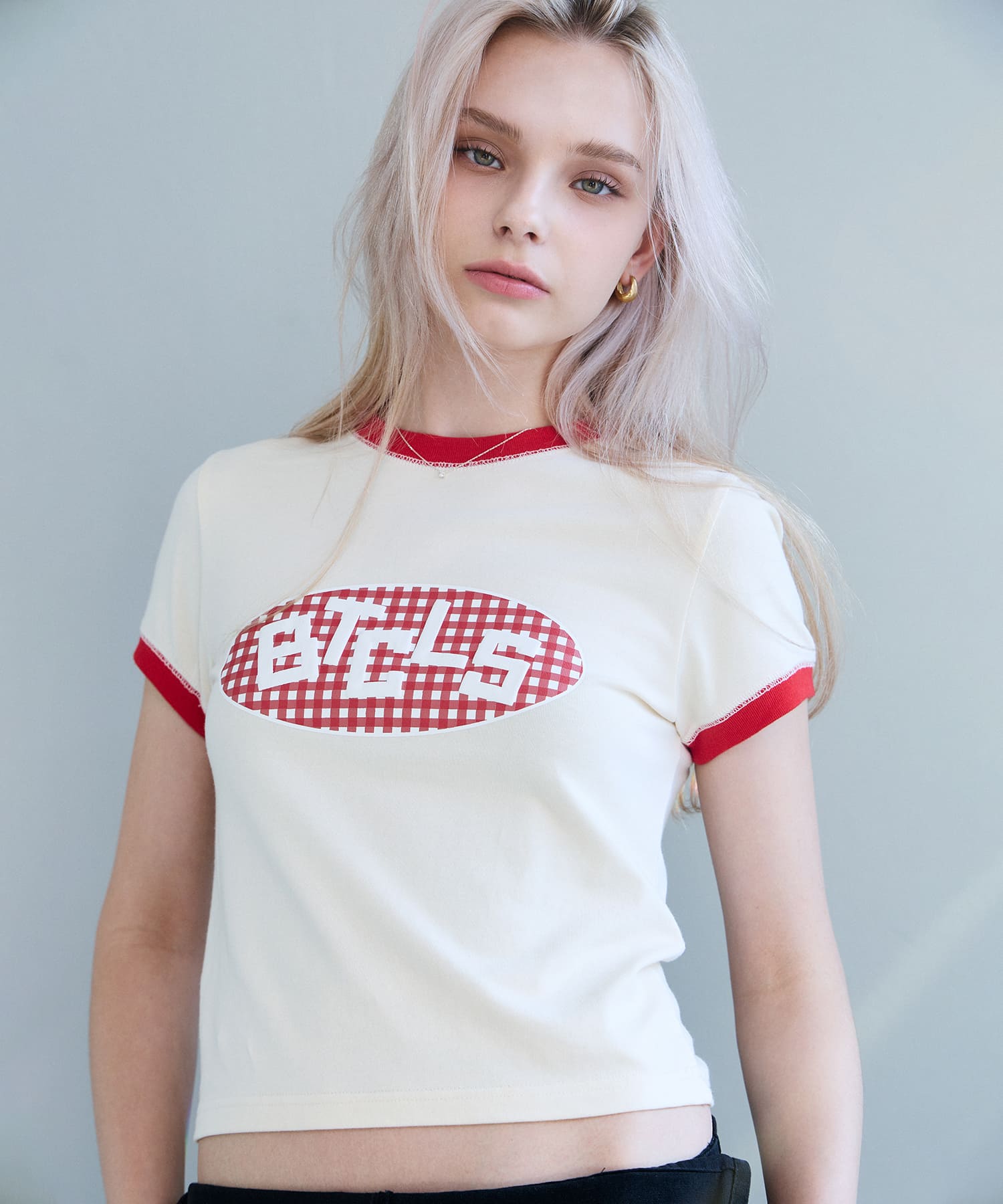 ハイジ チェック リンガー Tシャツ-クリーム | BITTERCELLS | HANA(ハナ) #1