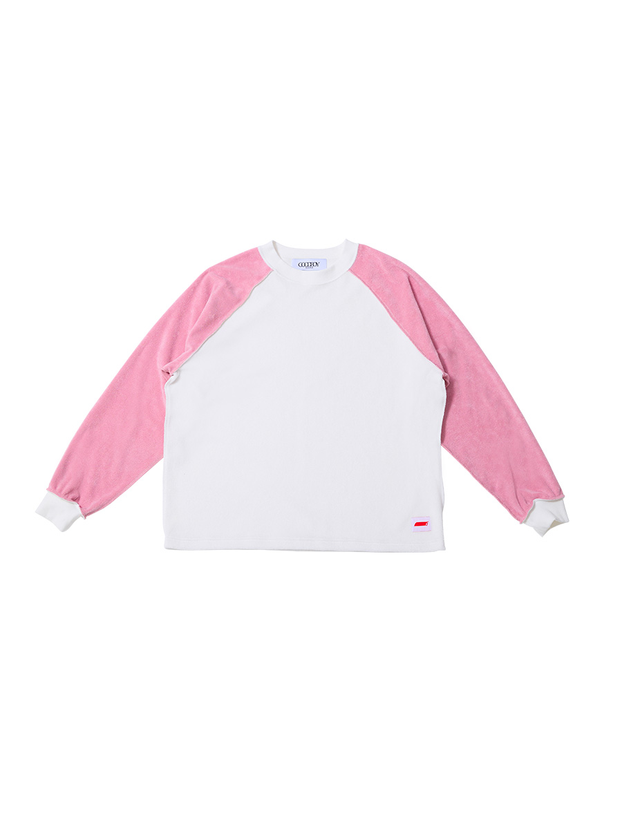 ラグラン コントラストテリー ロングTシャツ_ホワイト-ピンク | XOXOGOODBOY | HANA(ハナ) #1
